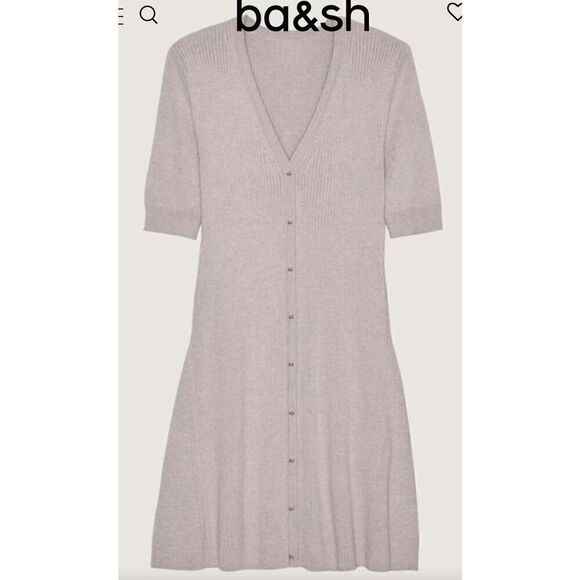 Ba&sh Kai Ribbed Knit Mini Dress in Biege NWT Size Medium - Picture 6 of 14